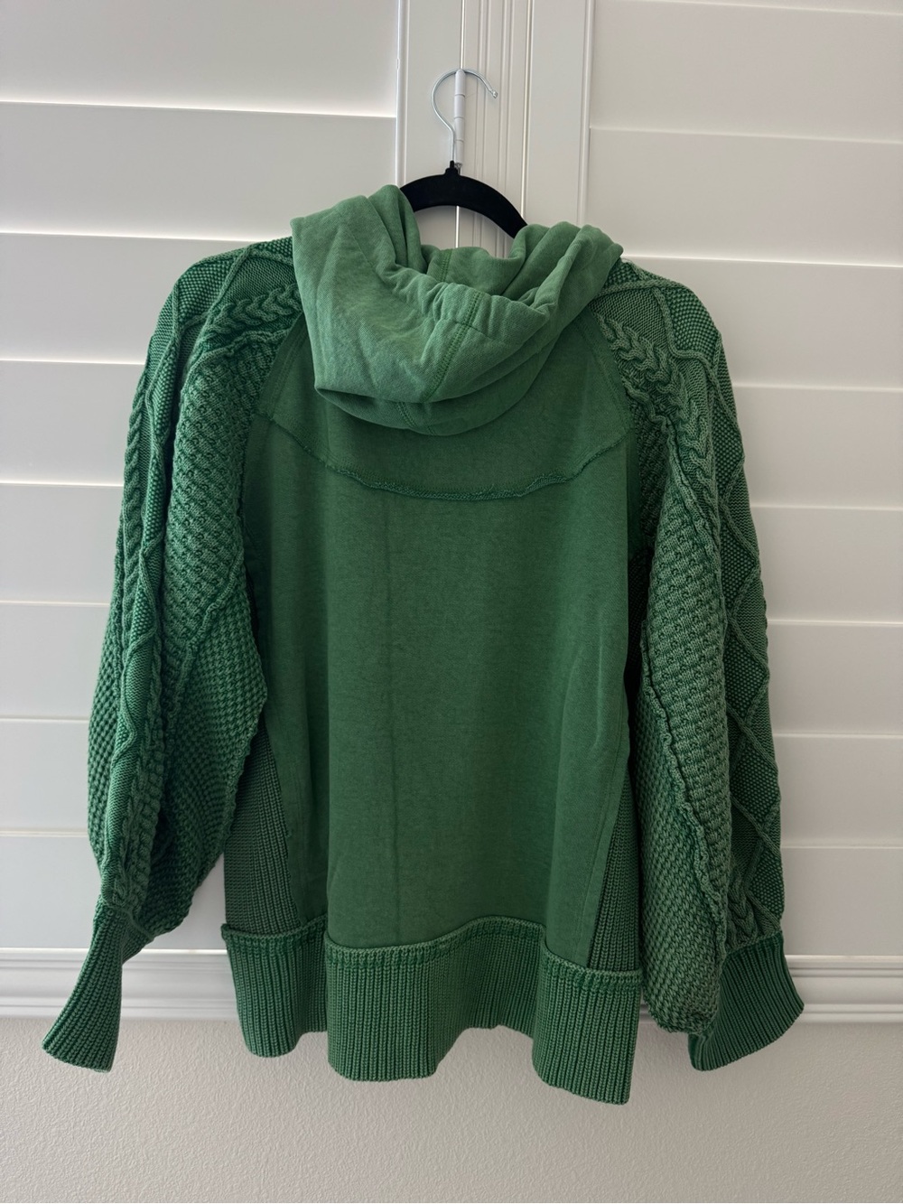 Free People We The Free Green Cable-Sleeve Half-Zip Hoodie - Small - Picture 4 of 5
